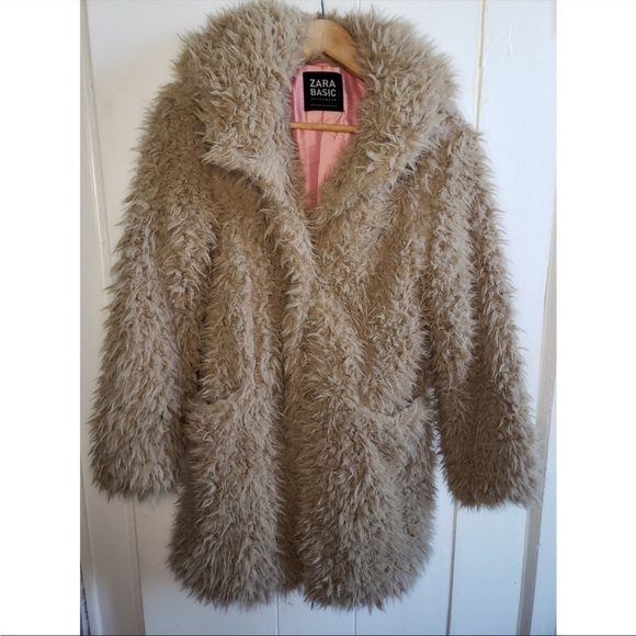 Zara Shaggy Teddy Bear Coat with Hood - Picture 3 of 5